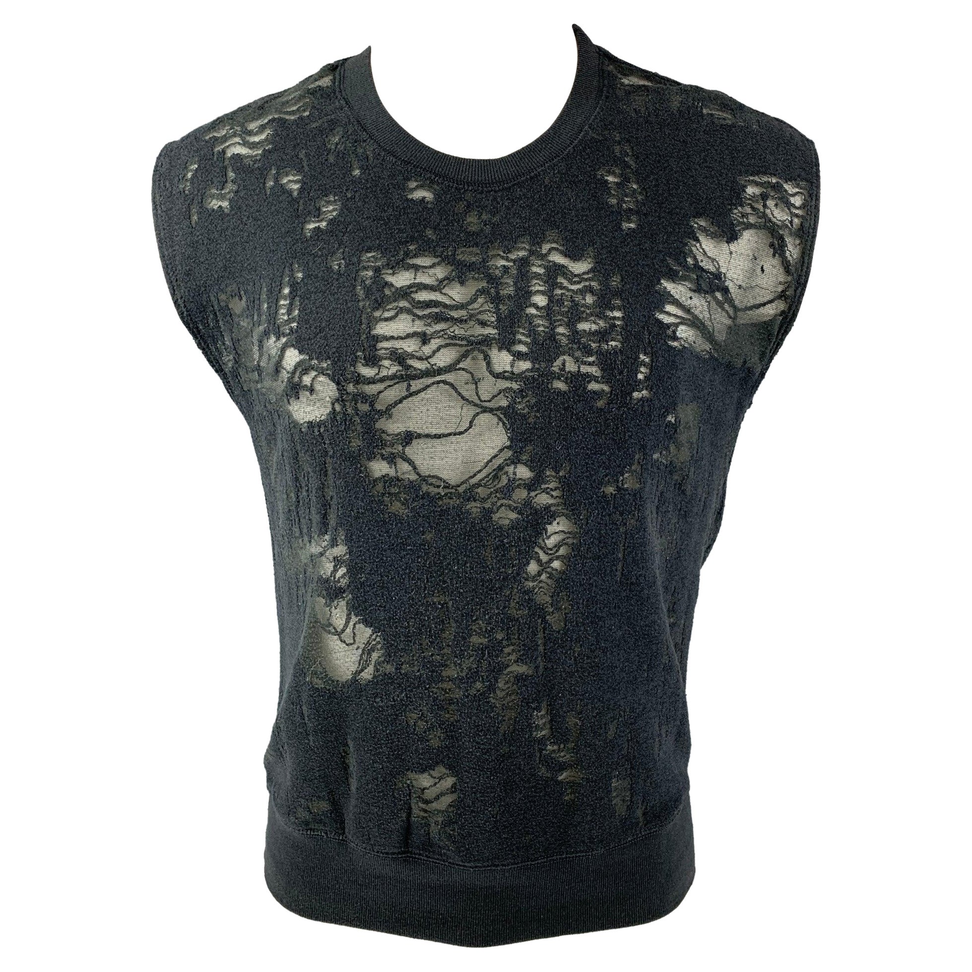 IRO Nuala Größe S Schiefer Distressed ärmelloser Pullover aus Baumwollmischung im Angebot