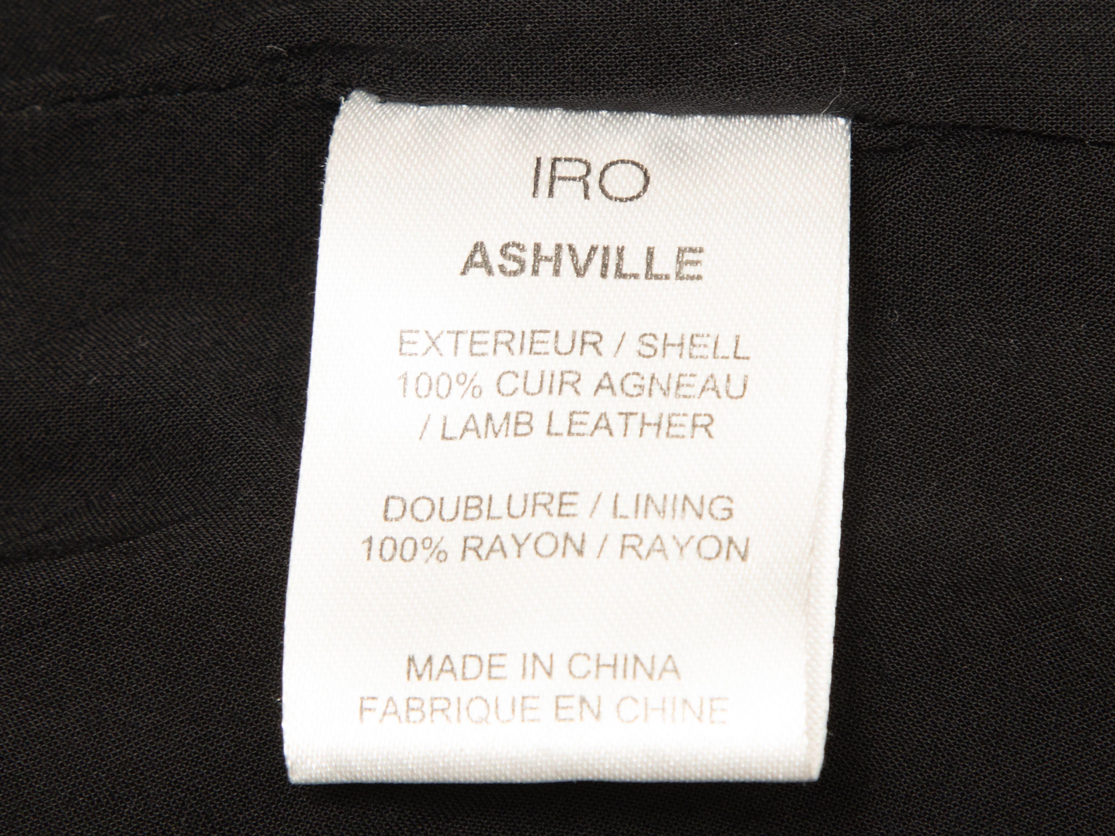 Iro  Olive Leather Moto Jacket In Good Condition In New York, NY