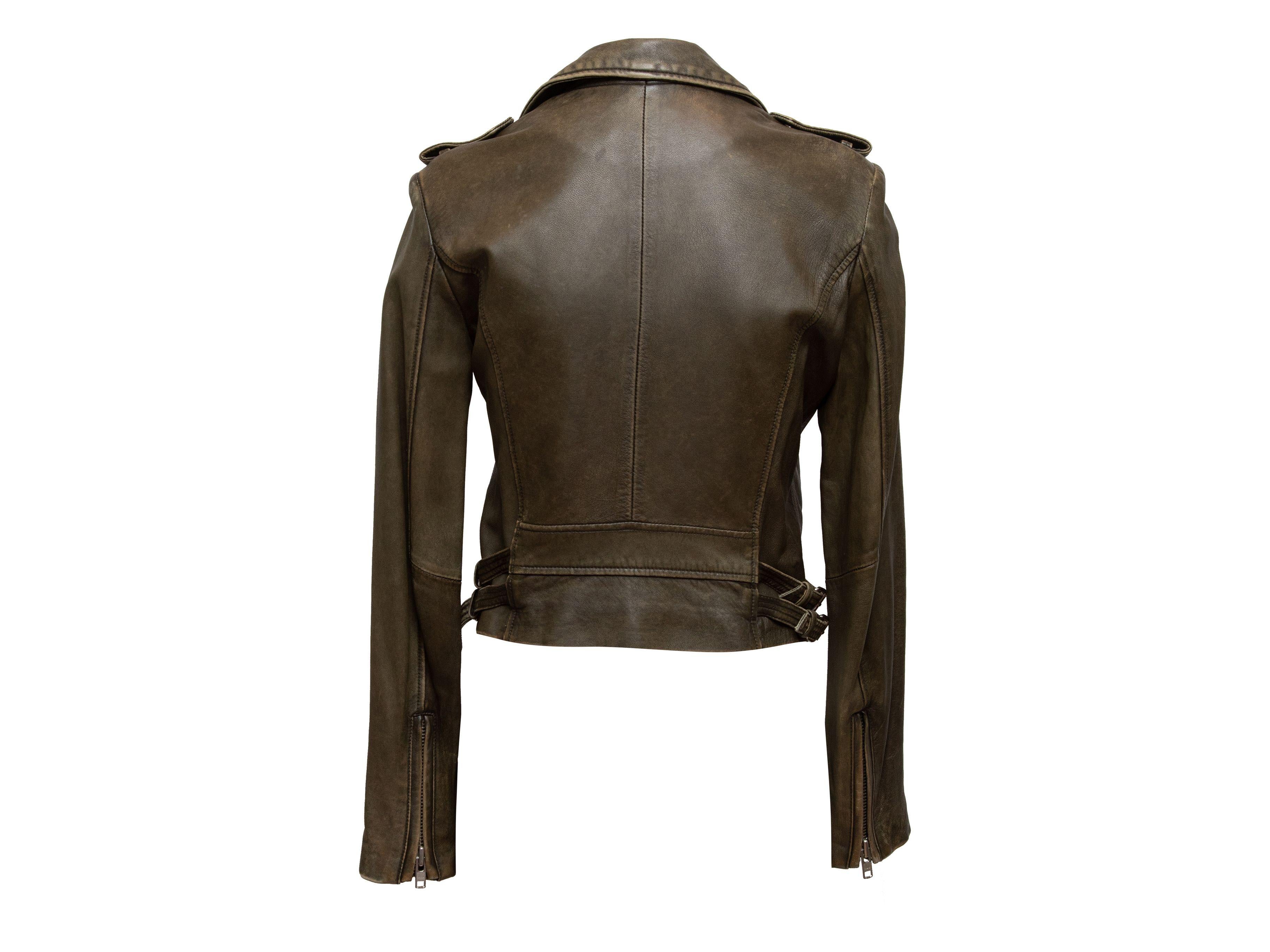 Iro  Olive Leather Moto Jacket 5