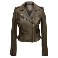 Iro  Olive Leather Moto Jacket