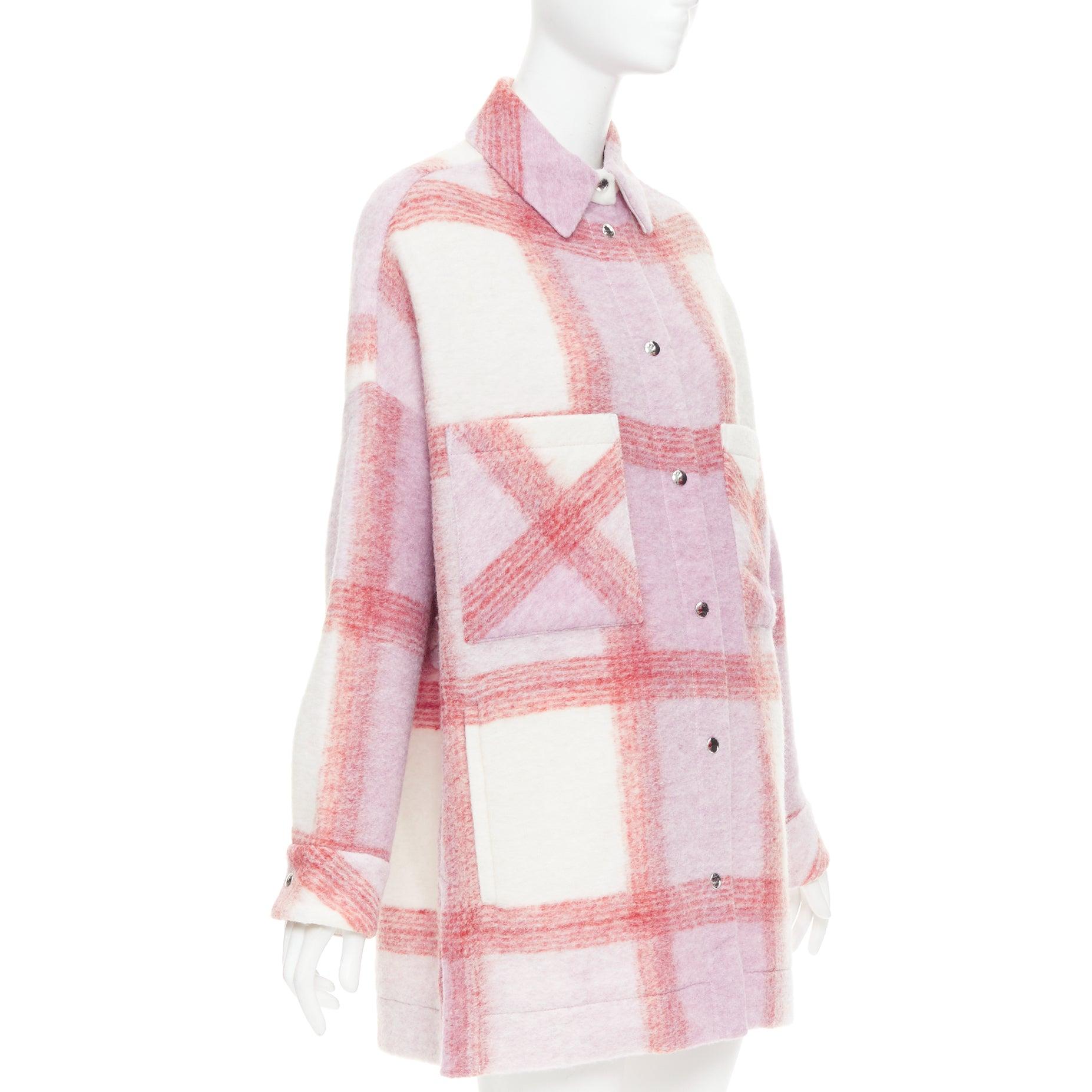 Iro PARIS Lemina rosa crema in lana tweed a quadri overshirt FR34 XS In condizioni ottime in vendita a Hong Kong, NT