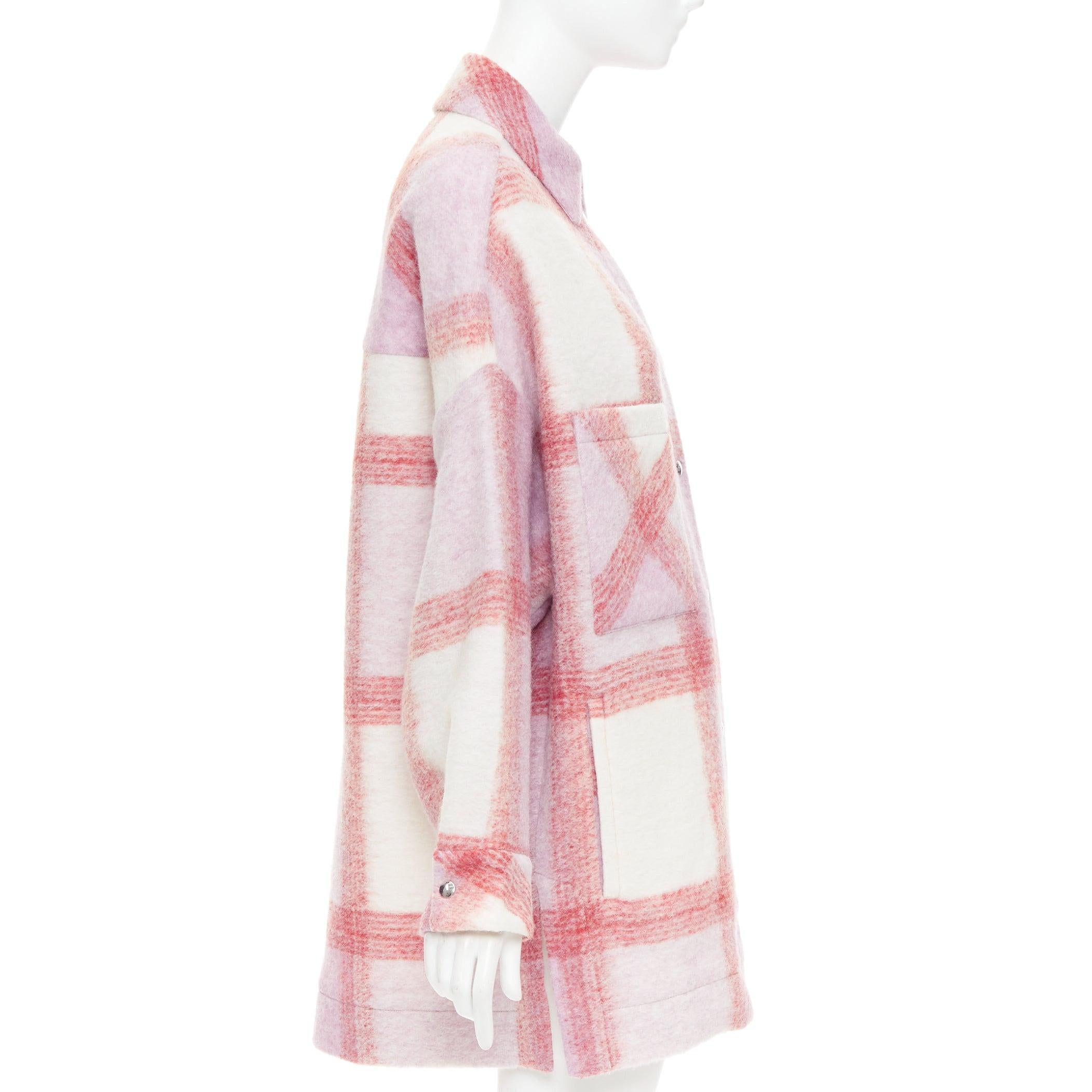 Donna Iro PARIS Lemina rosa crema in lana tweed a quadri overshirt FR34 XS in vendita