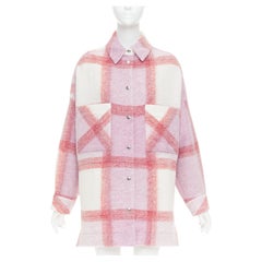 Iro PARIS Lemina rosa crema in lana tweed a quadri overshirt FR34 XS