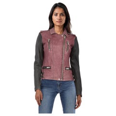 Iro Purple 
Black Leather Anabela Jacket Size S
