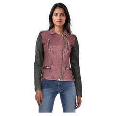 Iro Purple & Black Leather Anabela Jacket Size S