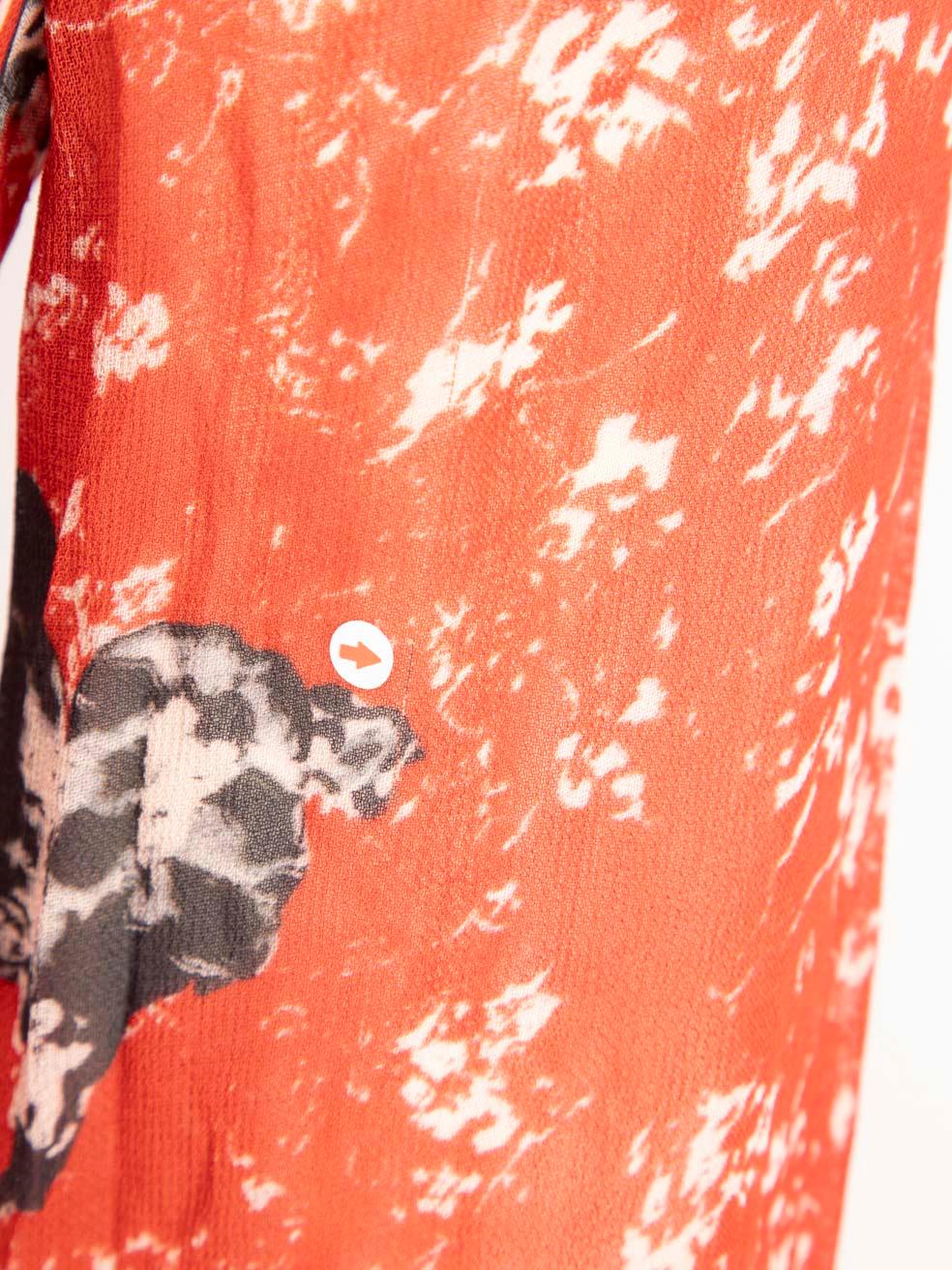 Iro Rot Abstrakt Gemusterte Lange Ärmel Kleid Größe XS im Angebot 1