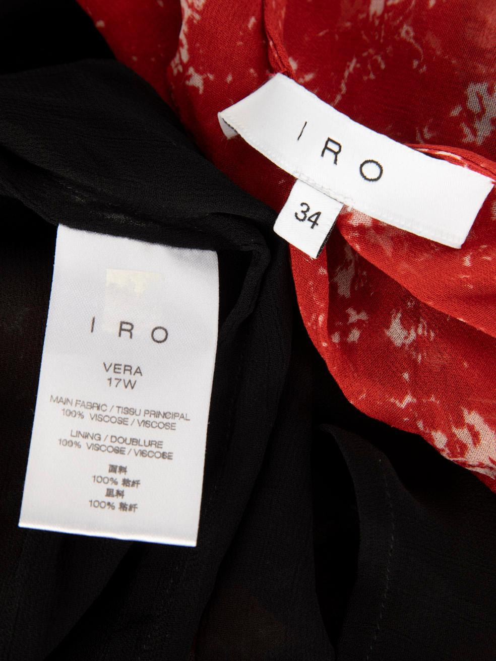 Iro Rot Abstrakt Gemusterte Lange Ärmel Kleid Größe XS im Angebot 5