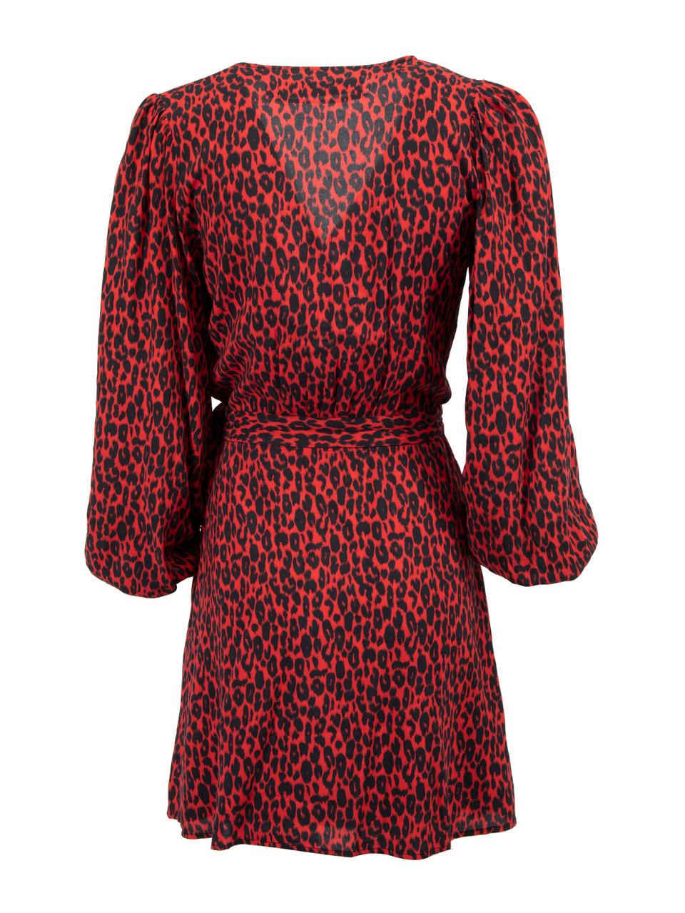 Iro Red Leopard Mini Wrap Dress Size S In New Condition In London, GB