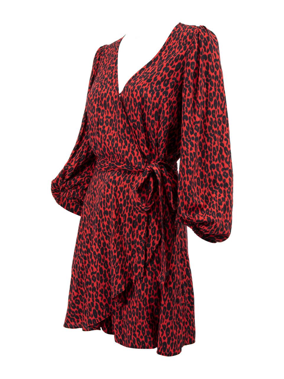 Women's Iro Red Leopard Mini Wrap Dress Size S For Sale