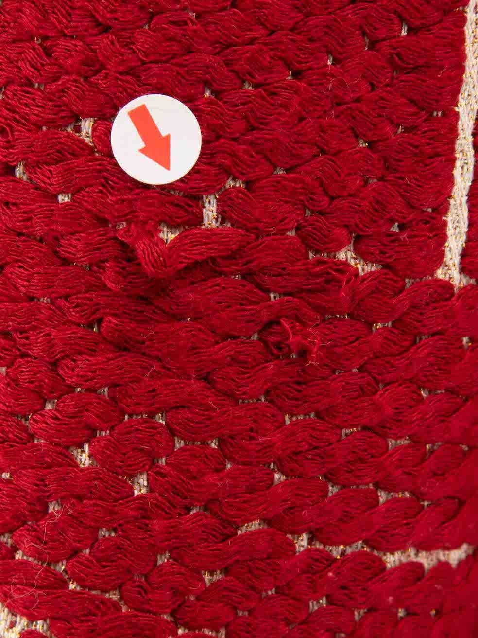 Iro Rote gemusterte Tweed-Jacke Größe M im Angebot 2