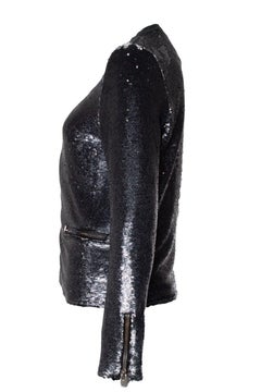 Iro, Sequinned biker jacket in grey