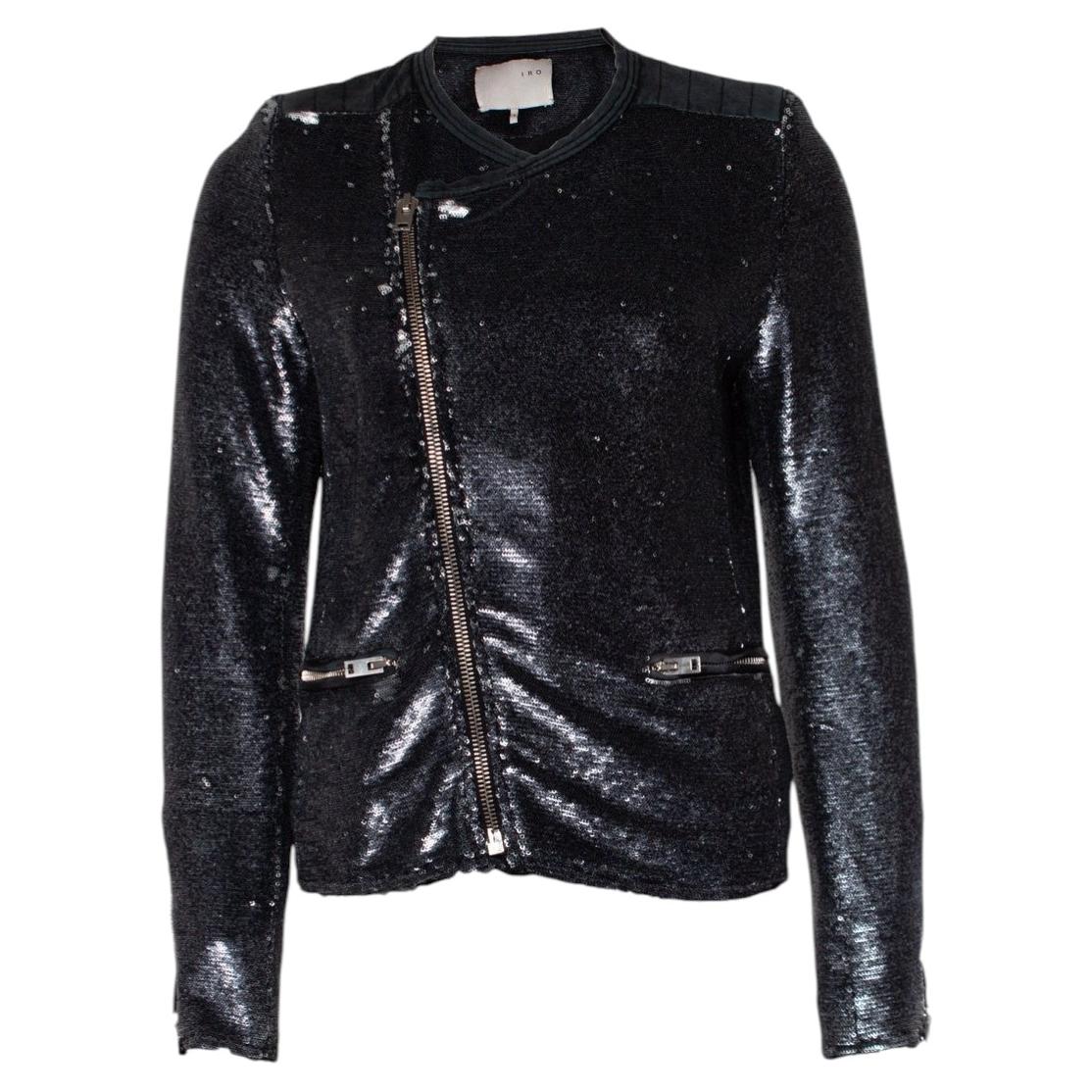 Iro, Sequinned biker jacket in grey