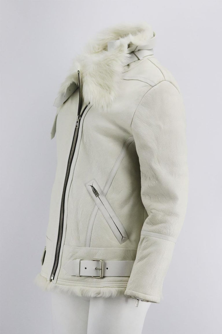 Iro Shearling Lined Leather Biker Jacket Fr 36 Uk 8 For Sale at 1stDibs