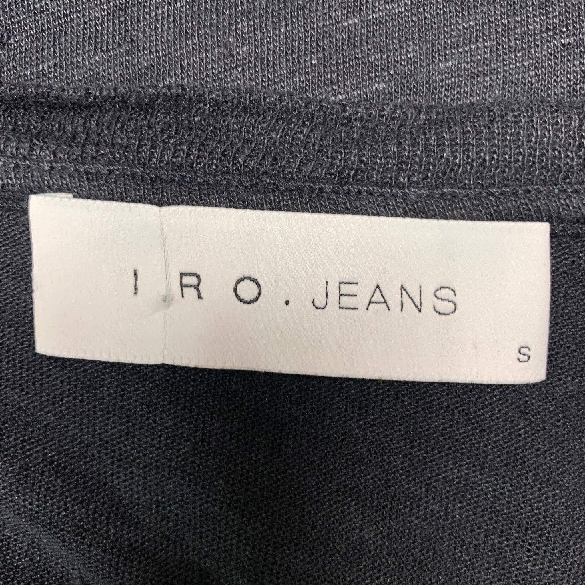 Men's IRO Sijaspe Size S Black Linen Distressed Crew-Neck T-shirt For Sale