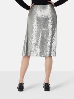 Iro Silver Sequin Asymmetric Hem Skirt Size M