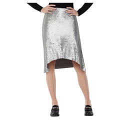 Iro Silver Sequin Asymmetric Hem Skirt Size M