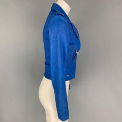 IRO Taille 0 Veste de moto en cuir d'agneau bleu