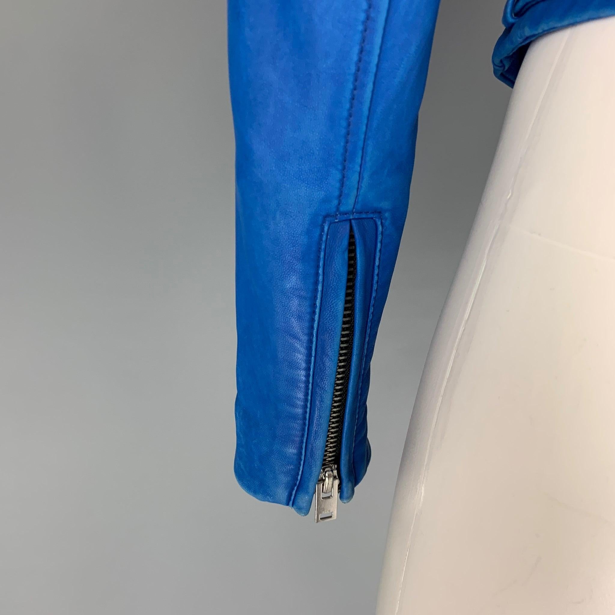 Women's IRO Size 0 Blue Leather Lamb Skin Motorcycle Jacket