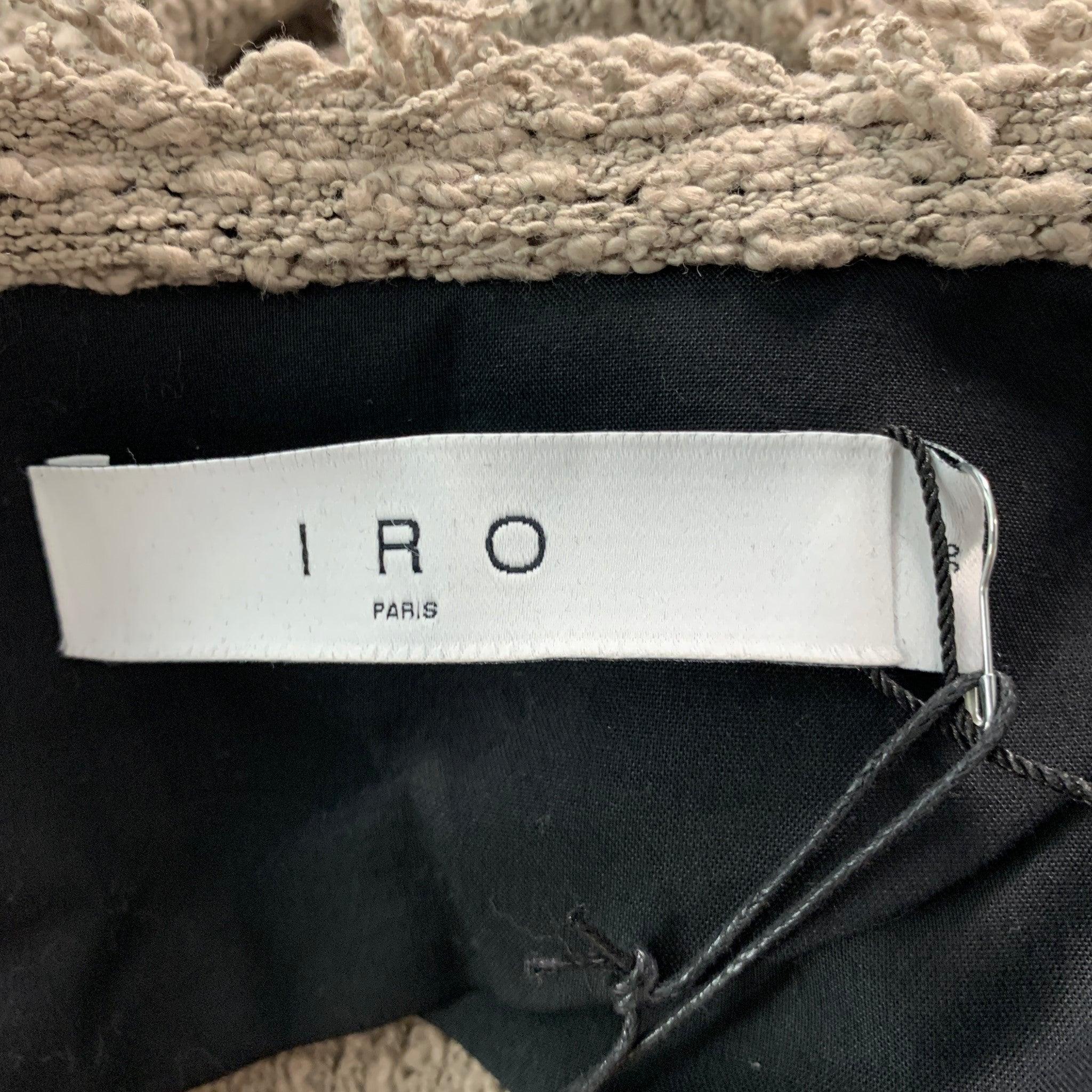 Cardigan IRO taille 2 gris taupe en coton polyamide texturé ouvert sur le devant Pour femmes en vente