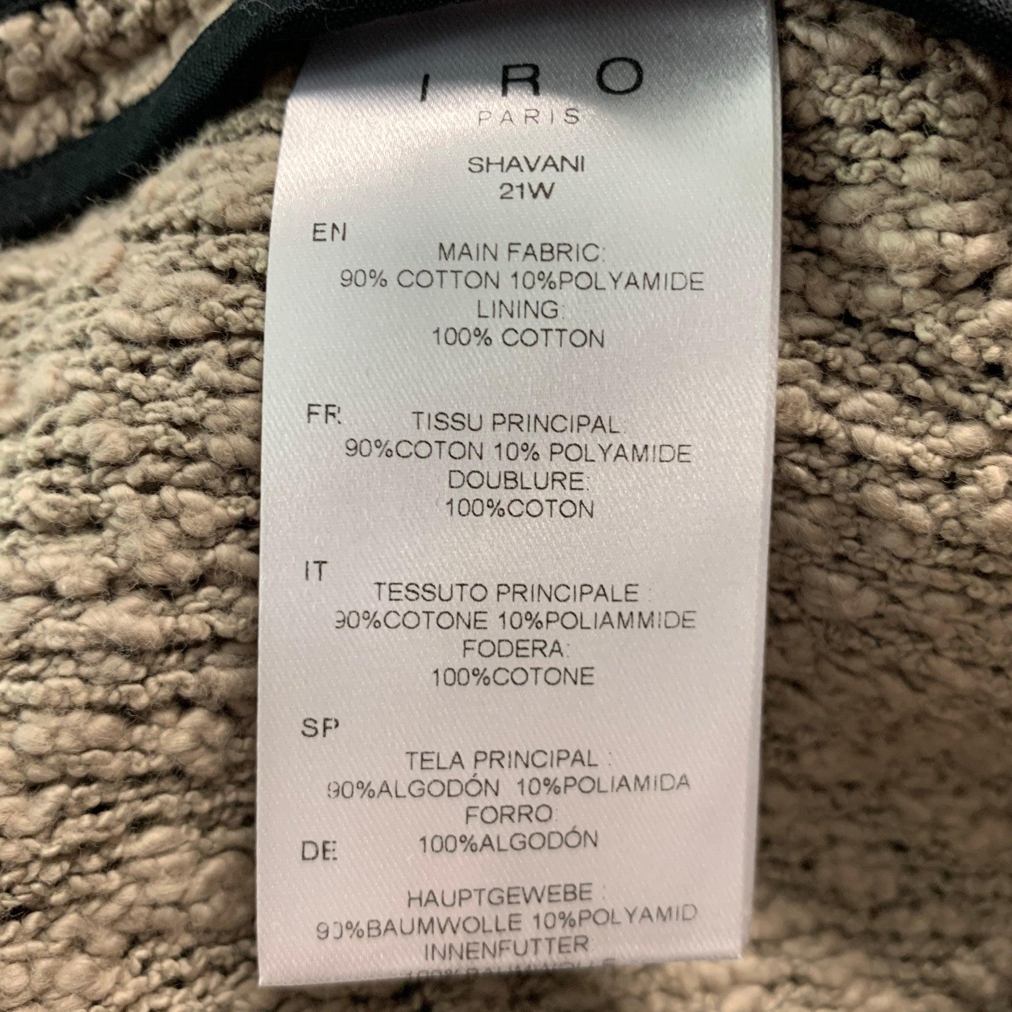 Cardigan IRO taille 2 gris taupe en coton polyamide texturé ouvert sur le devant en vente 2