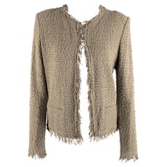 IRO Size 2 Grey Taupe Cotton Polyamide Textured Open Front Cardigan