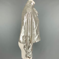 IRO Size 2 Silver Silk Blend Metallic One Shoulder Dress Top