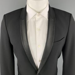 IRO Size 36 Black Wool Blend Shawl Collar Leather Trim Sport Coat