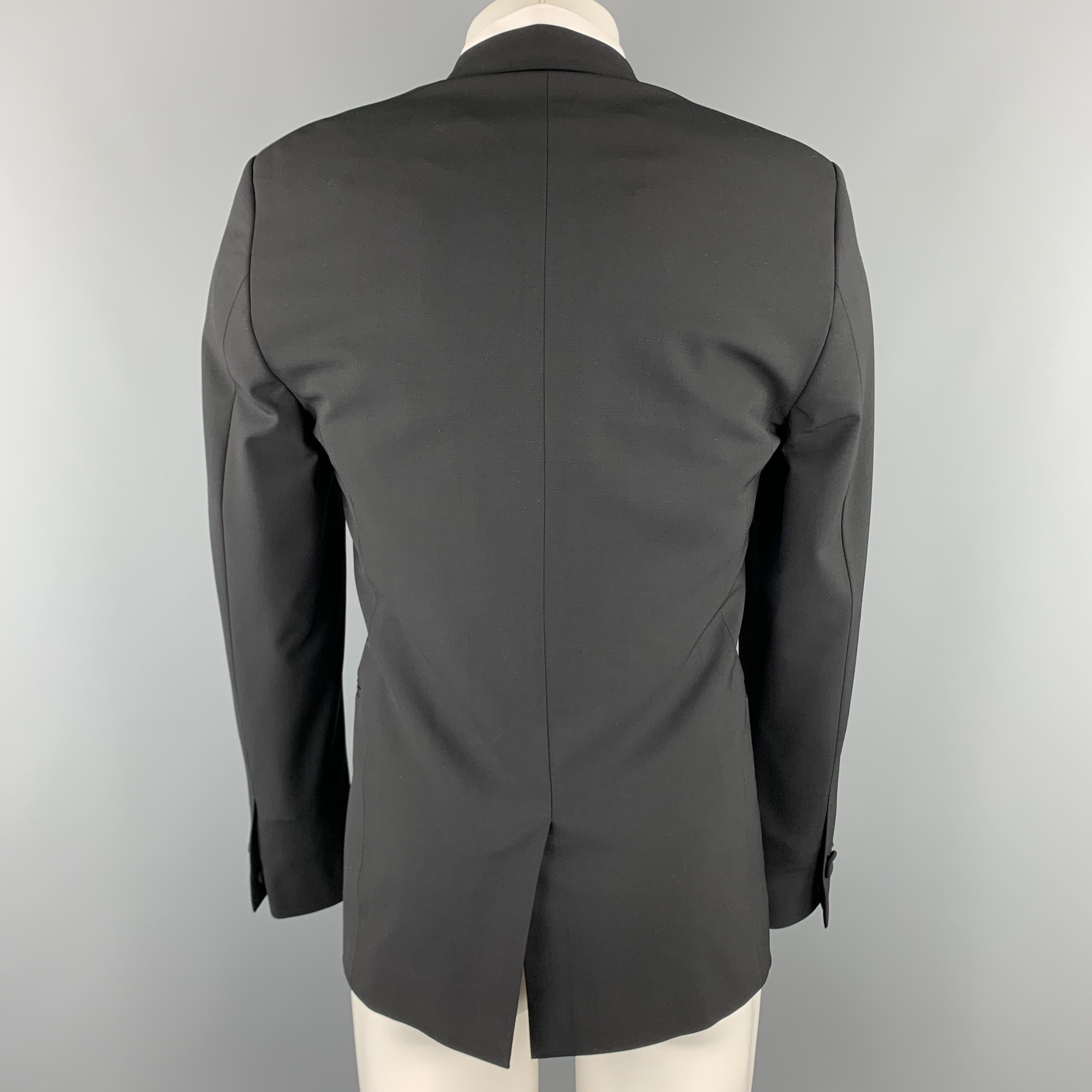 IRO Size 36 Black Wool Blend Shawl Collar Leather Trim Sport Coat In Excellent Condition In San Francisco, CA