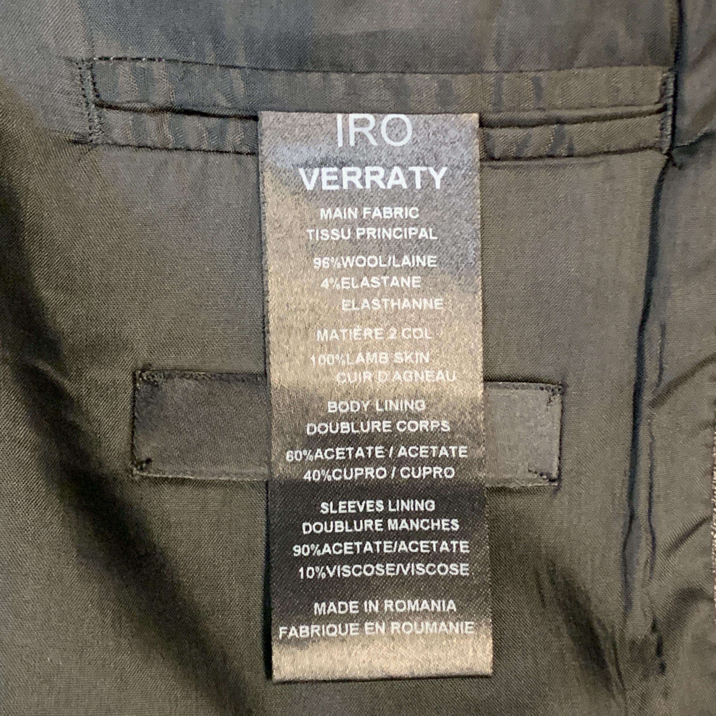 IRO Size 36 Black Wool Blend Shawl Collar Leather Trim Sport Coat 1