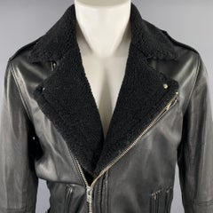 Chaqueta de moto IRO, talla M, de cuero negro con solapas recortadas