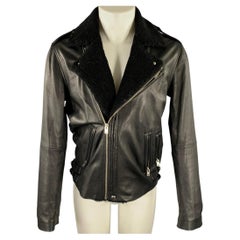 Chaqueta de moto IRO, talla M, de cuero negro con solapas recortadas