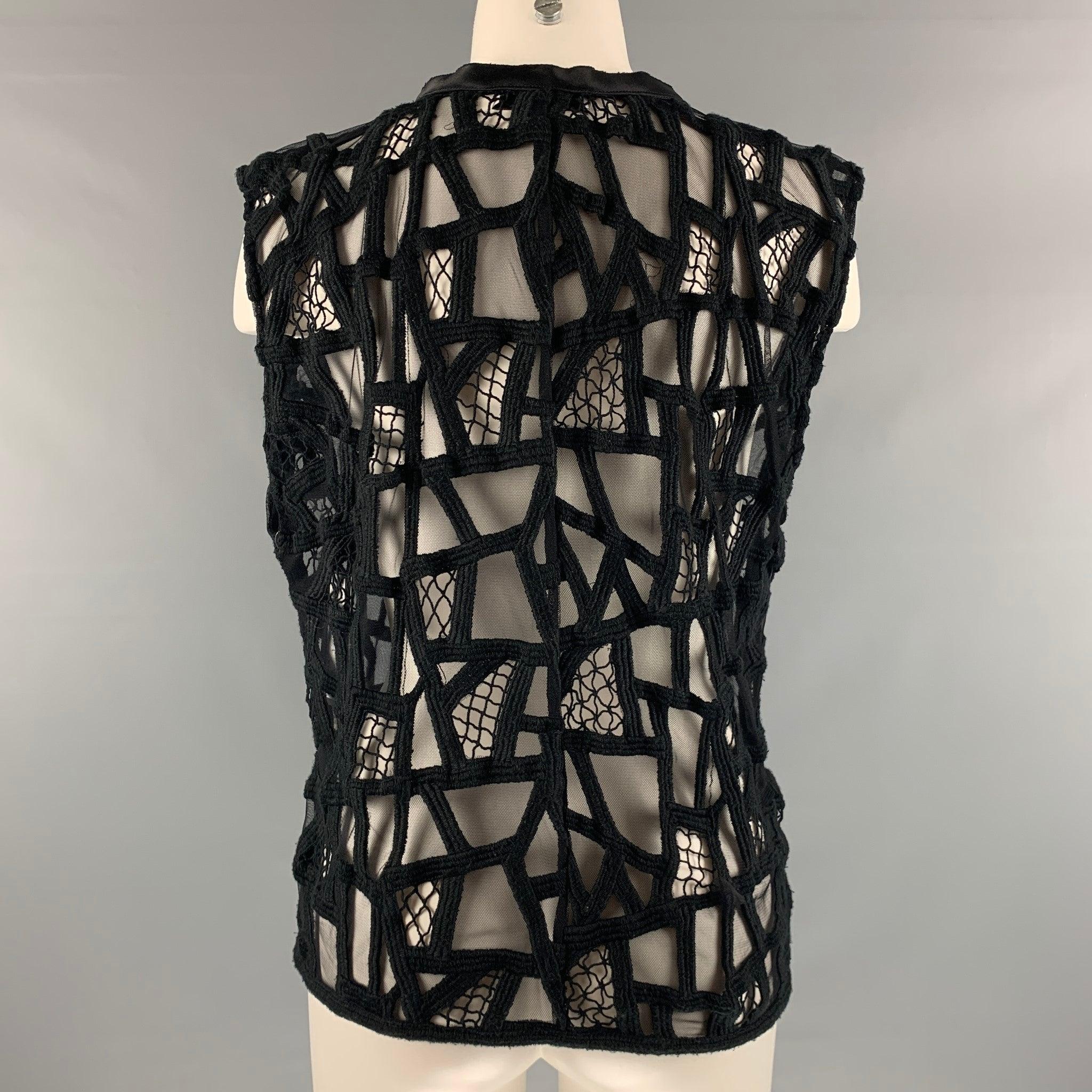 IRO Size M Black Mesh Sleeveless Casual Top In Excellent Condition For Sale In San Francisco, CA