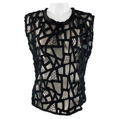 IRO Größe M Schwarzes ärmelloses Casual Top aus Mesh