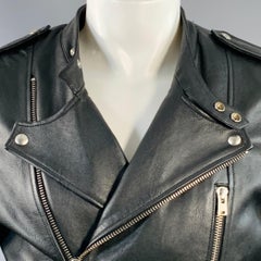 Chaqueta de moto IRO, talla M, modelo «Hydo Black Leather Moto Racer», con cremallera