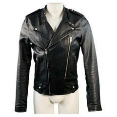 Chaqueta de moto IRO, talla M, modelo «Hydo Black Leather Moto Racer», con cremallera