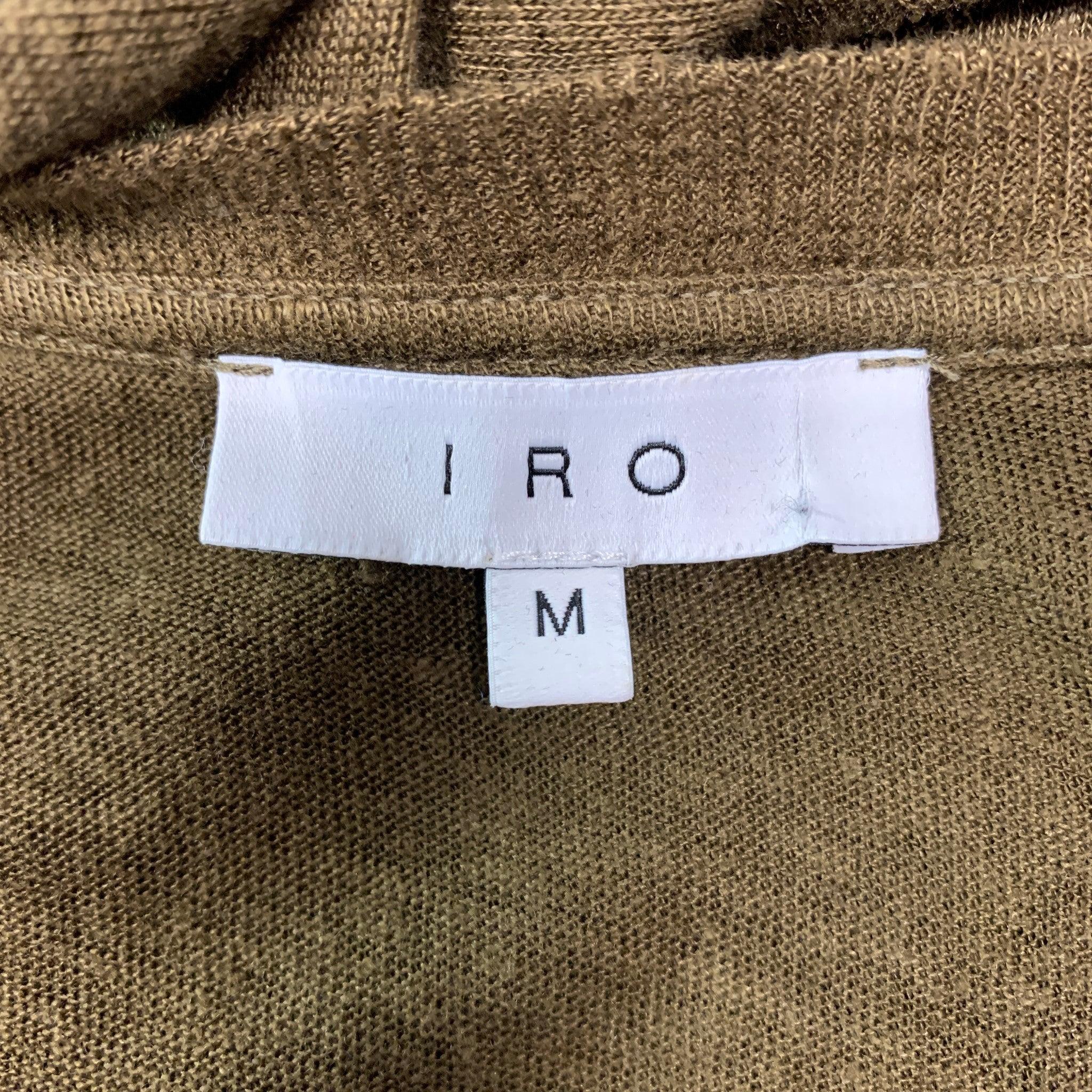 Men's IRO Size M Olive Distressed Linen Crew-Neck T-shirt For Sale