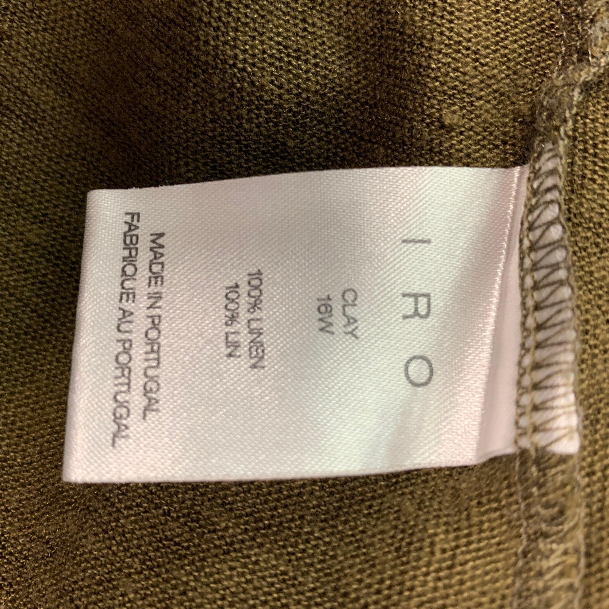 IRO Size M Olive Distressed Linen Crew-Neck T-shirt For Sale 1