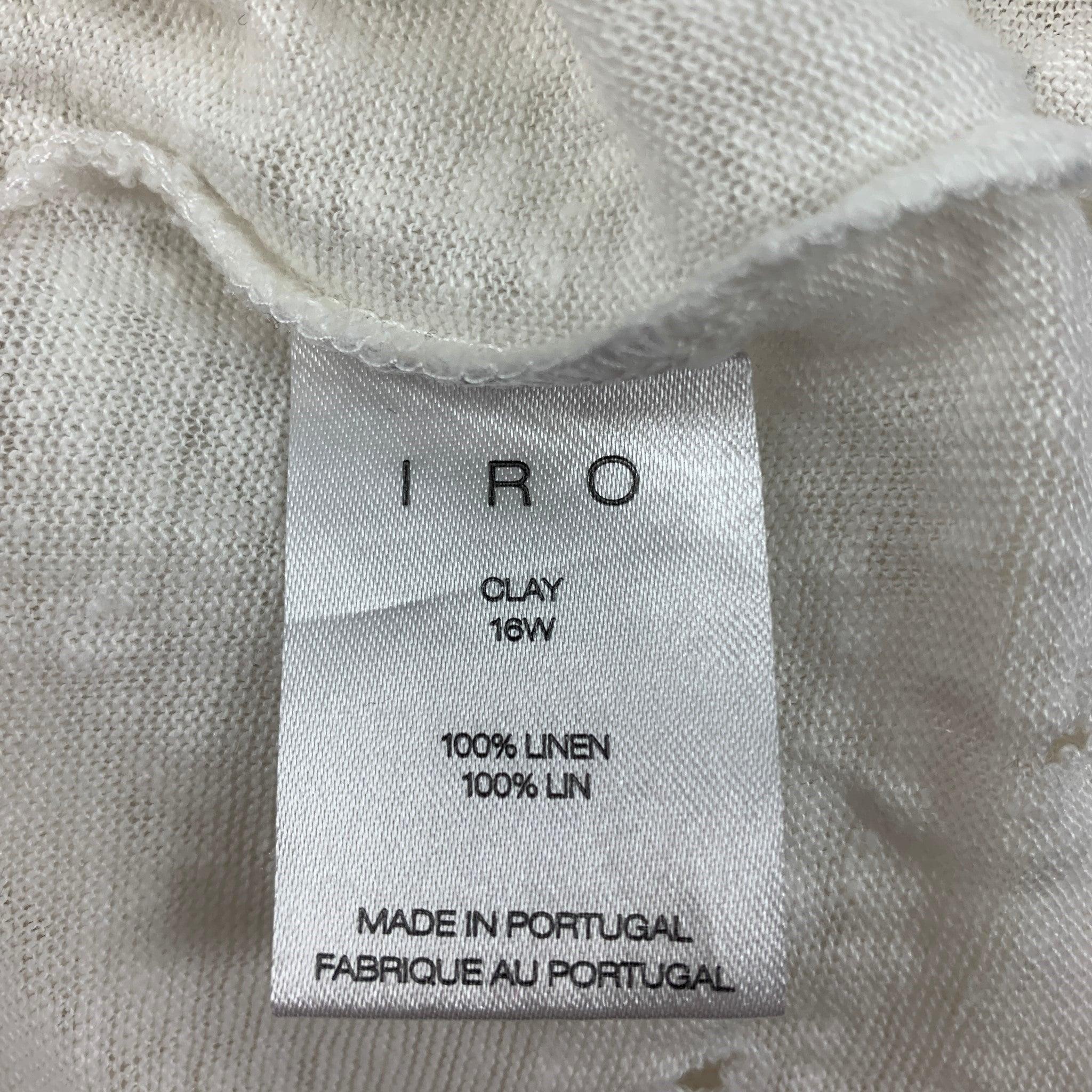 IRO T-shirt col ras du cou en lin blanc vieilli taille M Pour hommes en vente