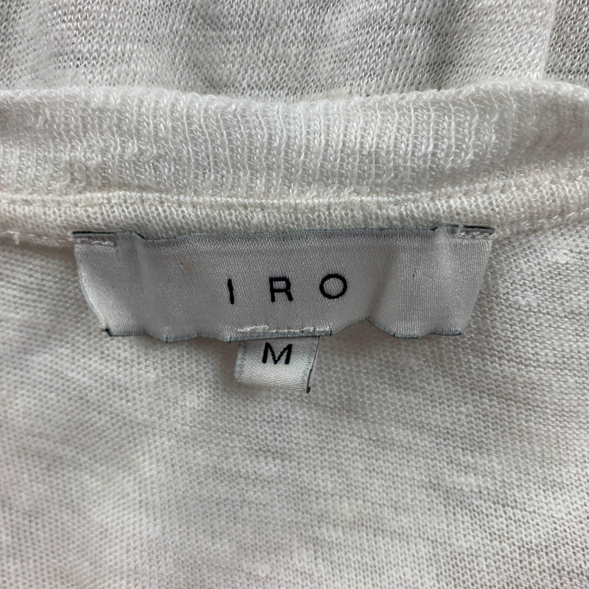 IRO T-shirt col ras du cou en lin blanc vieilli taille M en vente 1
