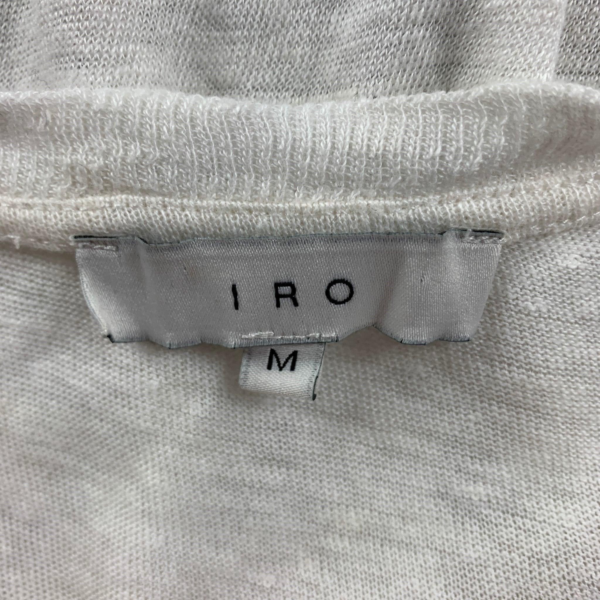 IRO Size M White Distressed Linen Crew-Neck Clay T-shirt For Sale 1