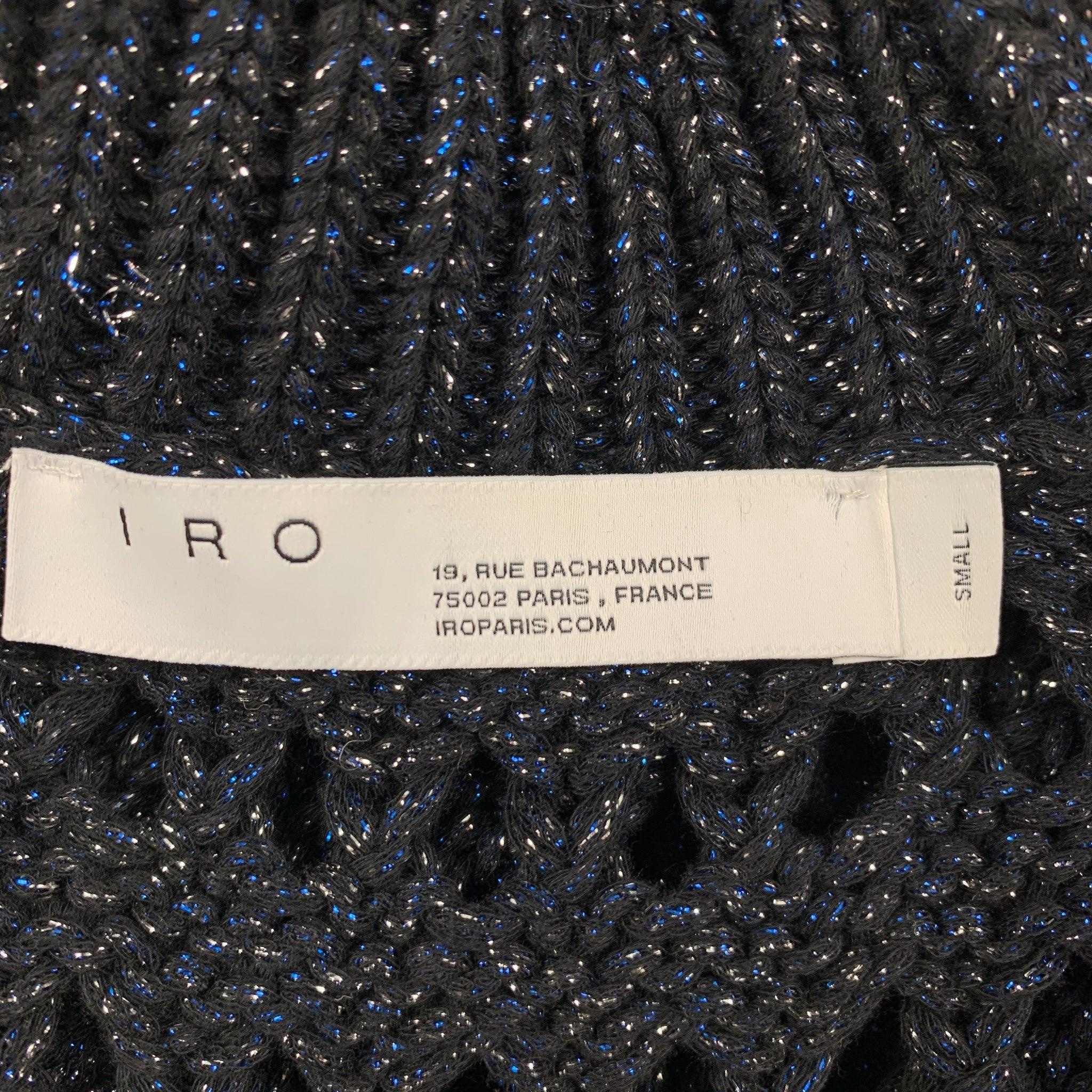 IRO Size S Black Blue Knitted Cotton Blend Turtle Neck Vest For Sale 1