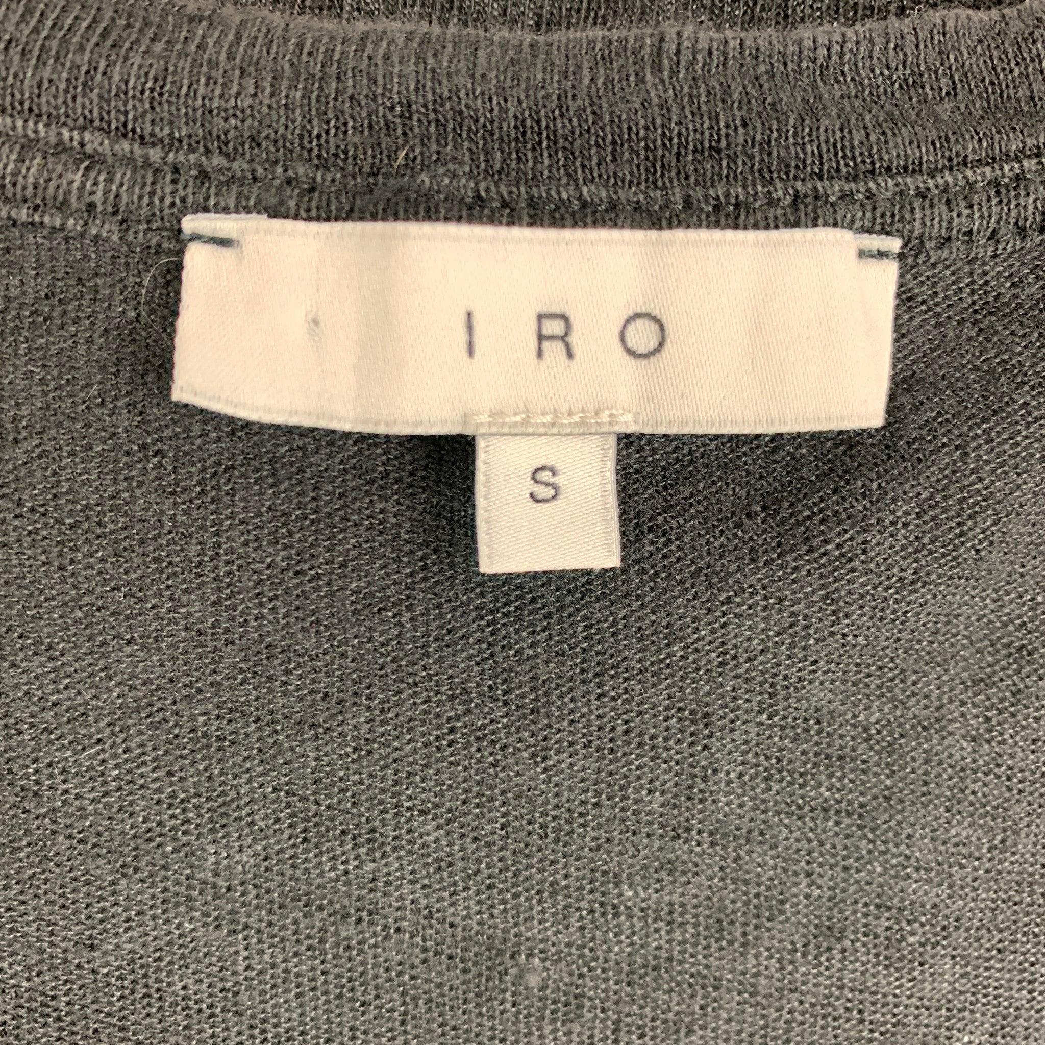 Men's IRO Size S Black Distressed Linen Crew-Neck T-shirt For Sale