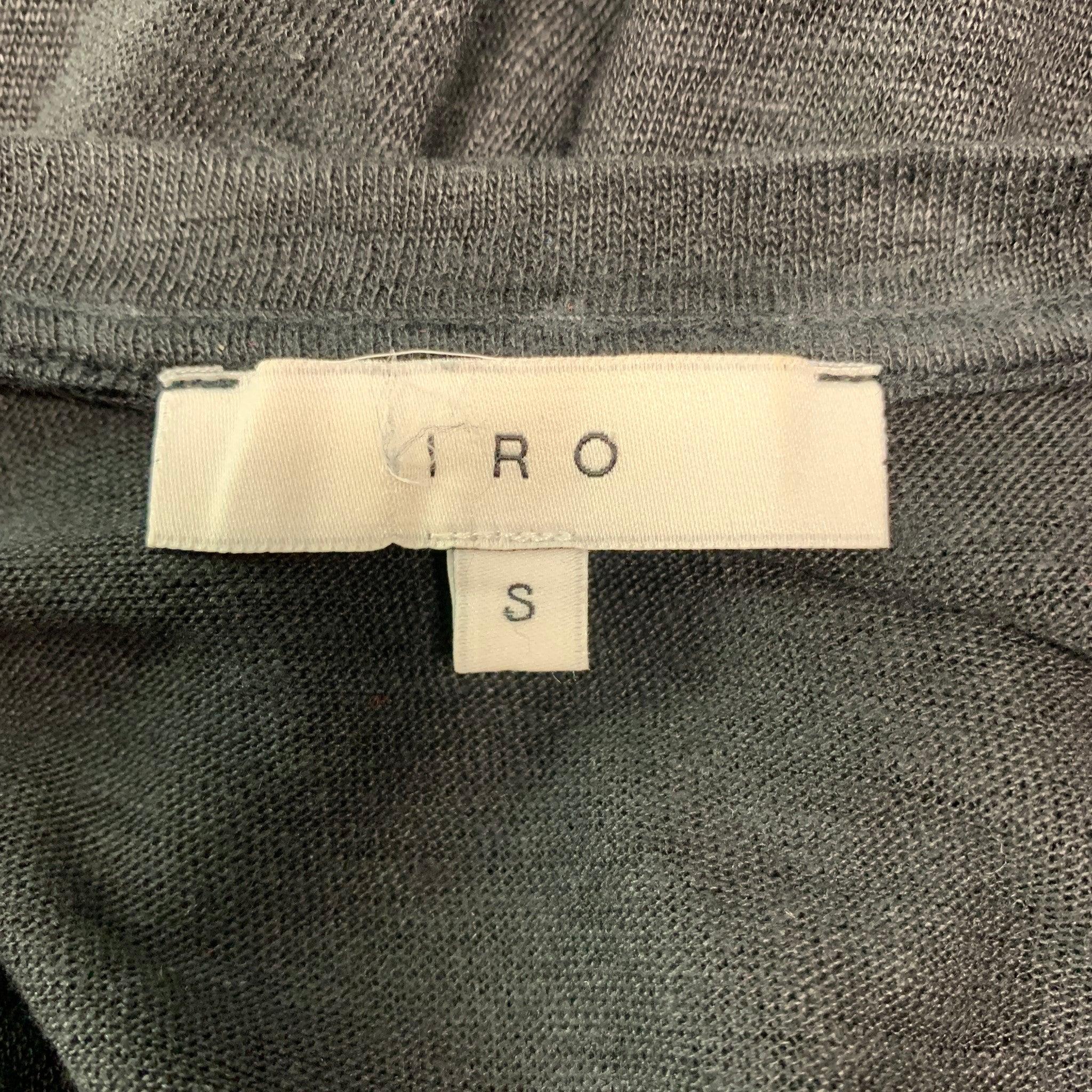 Men's IRO Size S Black Distressed Linen Crew-Neck T-shirt