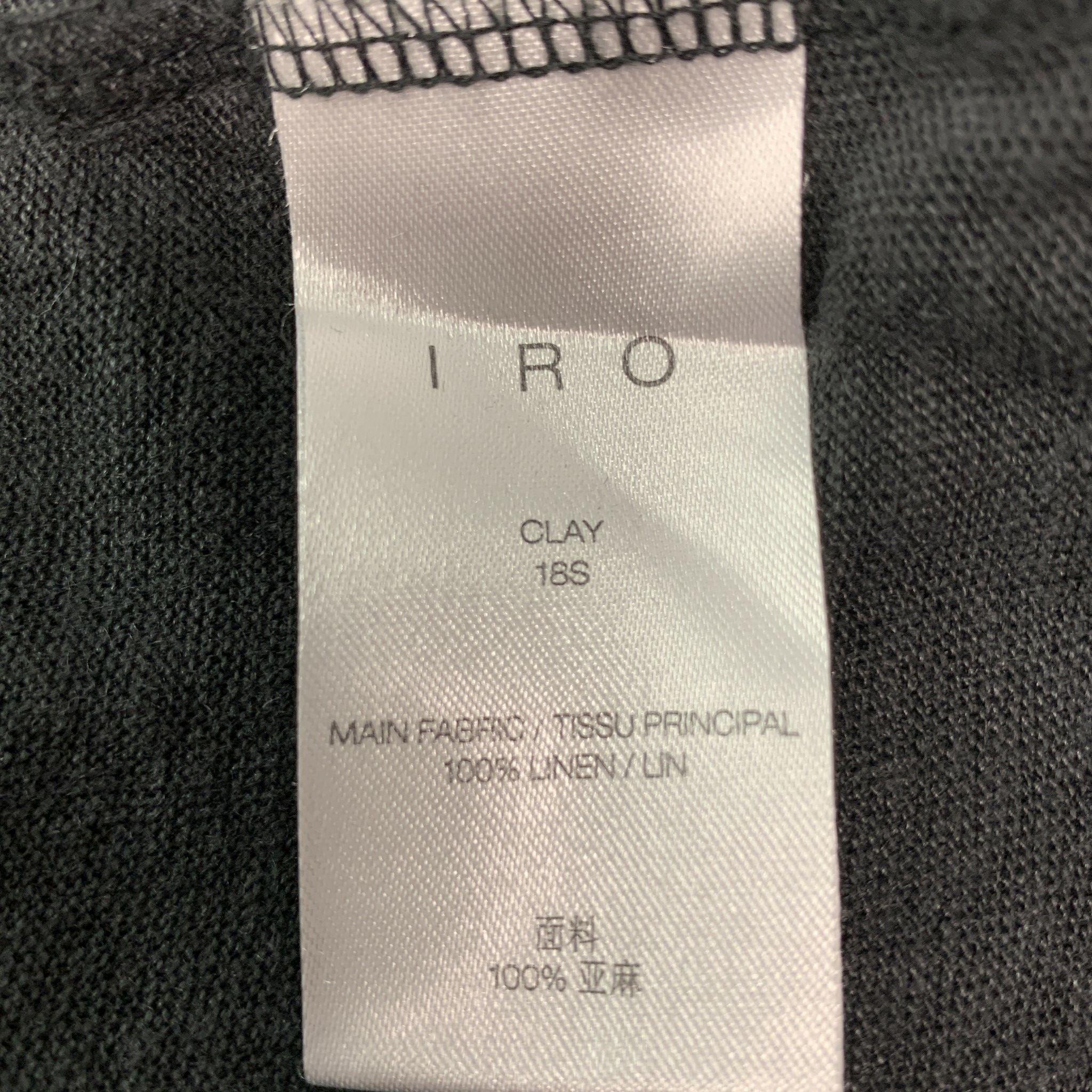 IRO Size S Black Distressed Linen Crew-Neck T-shirt For Sale 1