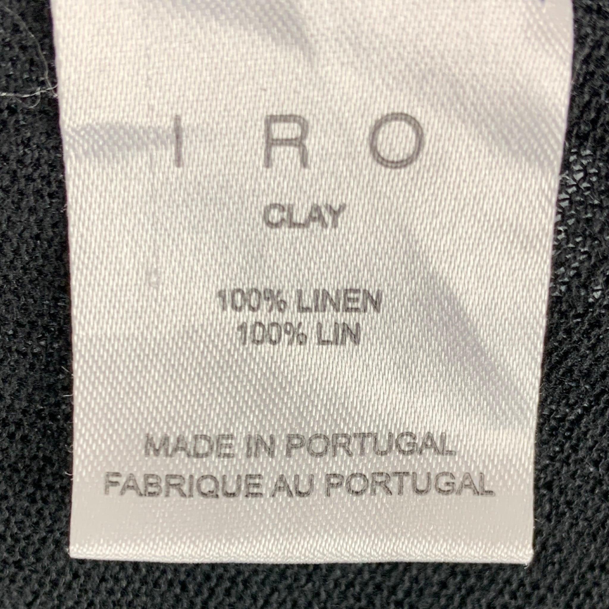 IRO Size S T-shirt col ras du cou en lin noir vieilli en vente 1