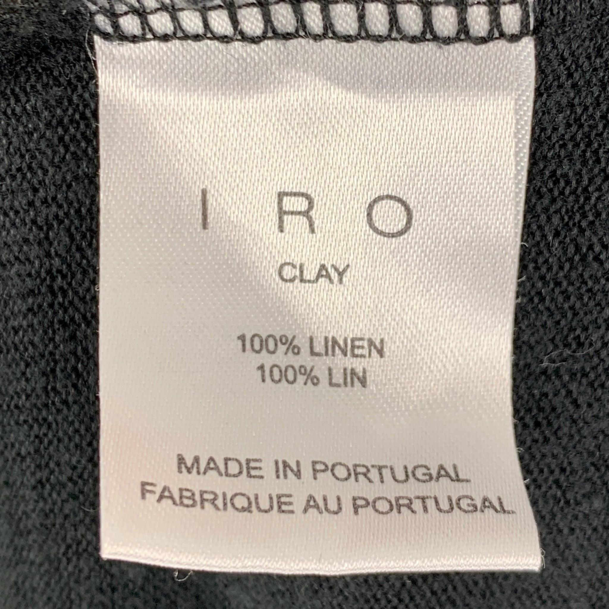IRO Size S T-shirt col ras du cou en lin noir vieilli en vente 2