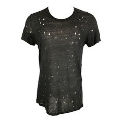 IRO T-Shirt mit Rundhalsausschnitt aus schwarzem Leinen in Größe S