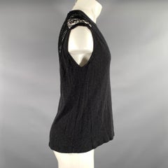 Camiseta sin mangas ajustada de punto de algodón y cachemira de IRO, talla S, color negro