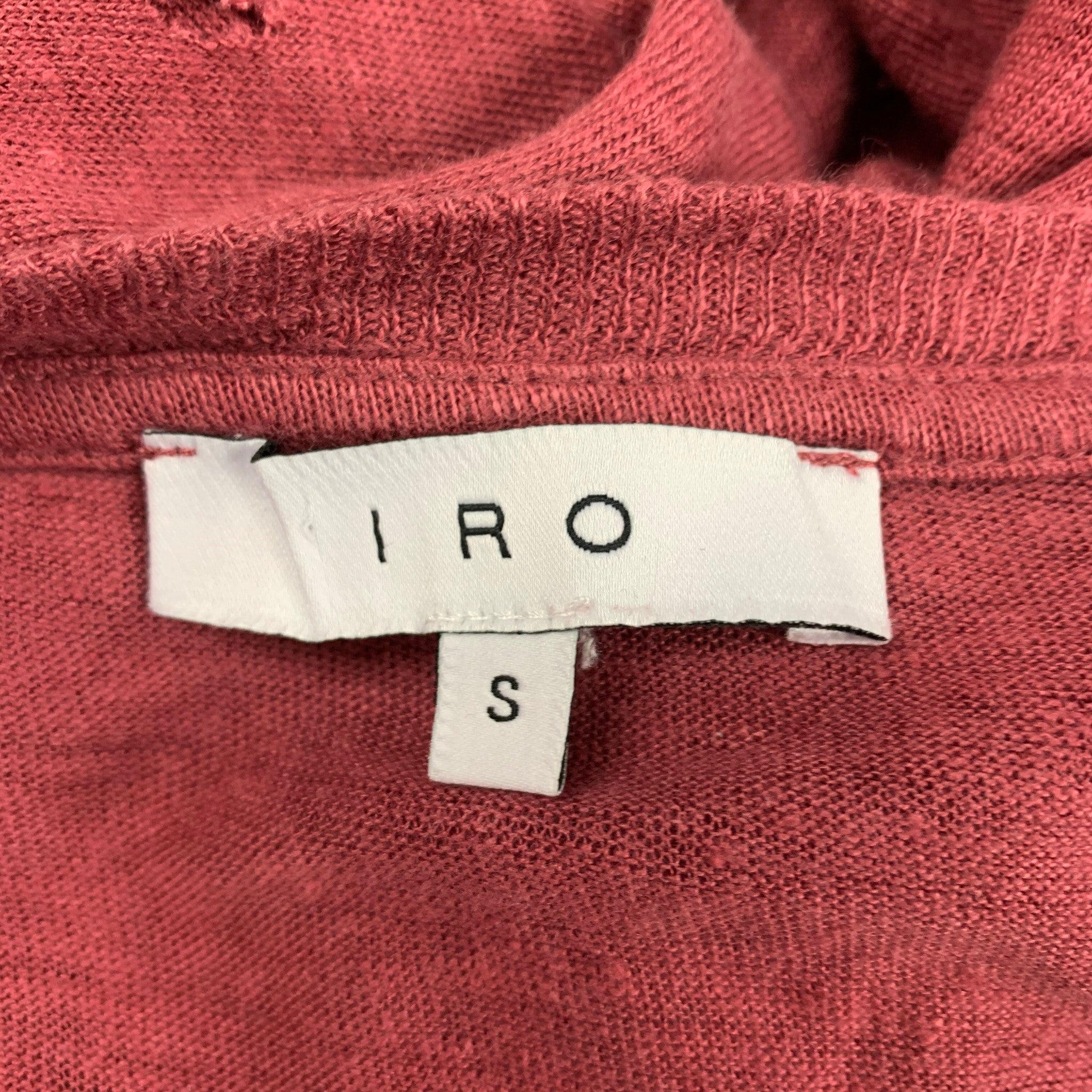 IRO Size S Burgundy Distressed Linen Crew-Neck Clay T-shirt For Sale 1