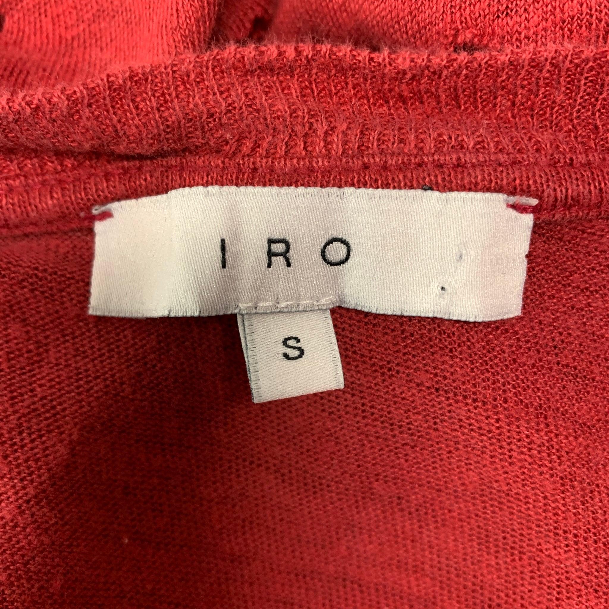 Men's IRO Size S Burgundy Distressed Linen Crew-Neck T-shirt For Sale